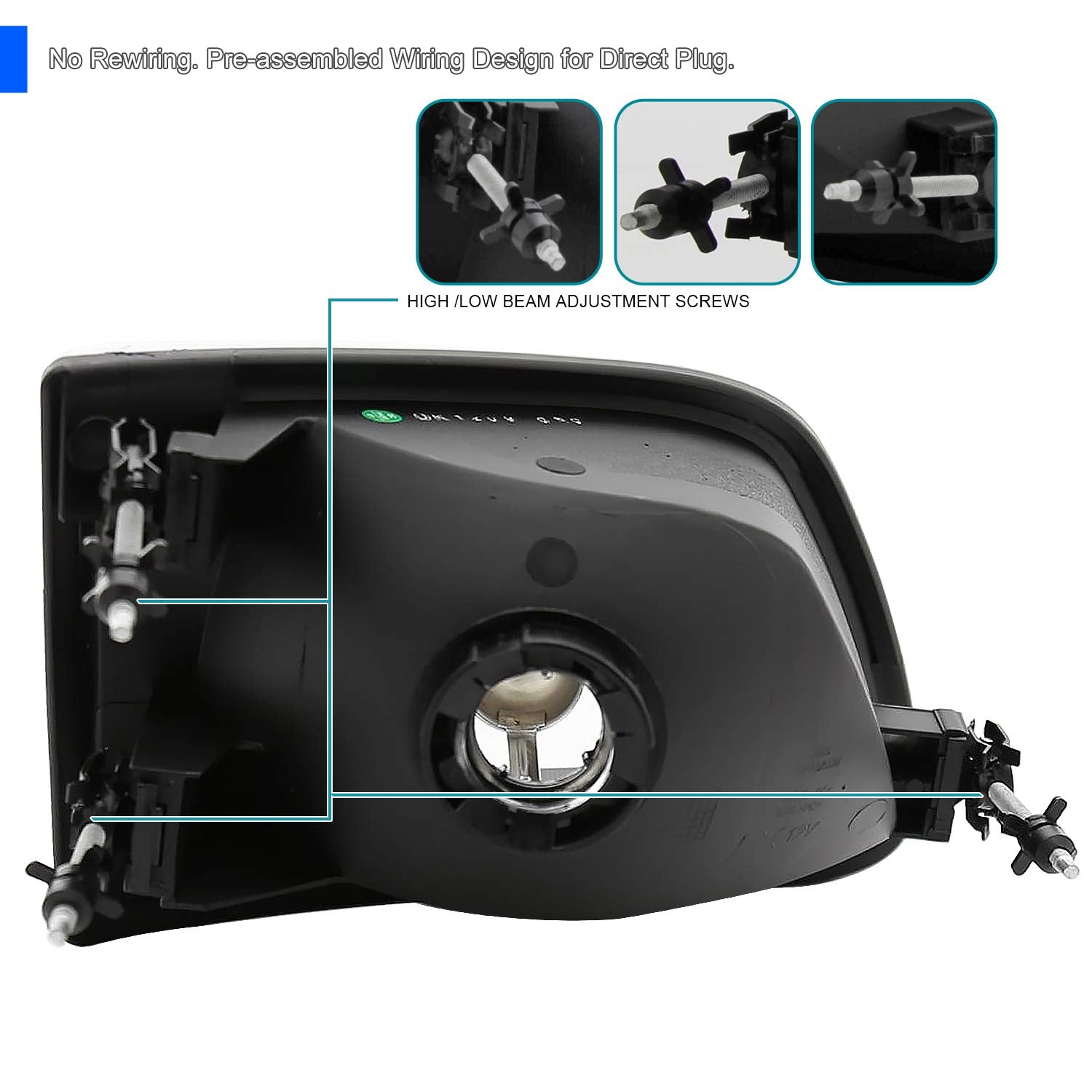 Black Headlights + Corner Lights SPEC-D TUNING Compatible with 1997-2003 Ford F-150/97-02 Expedition Head Lights Lamps Assembly L+R Pair