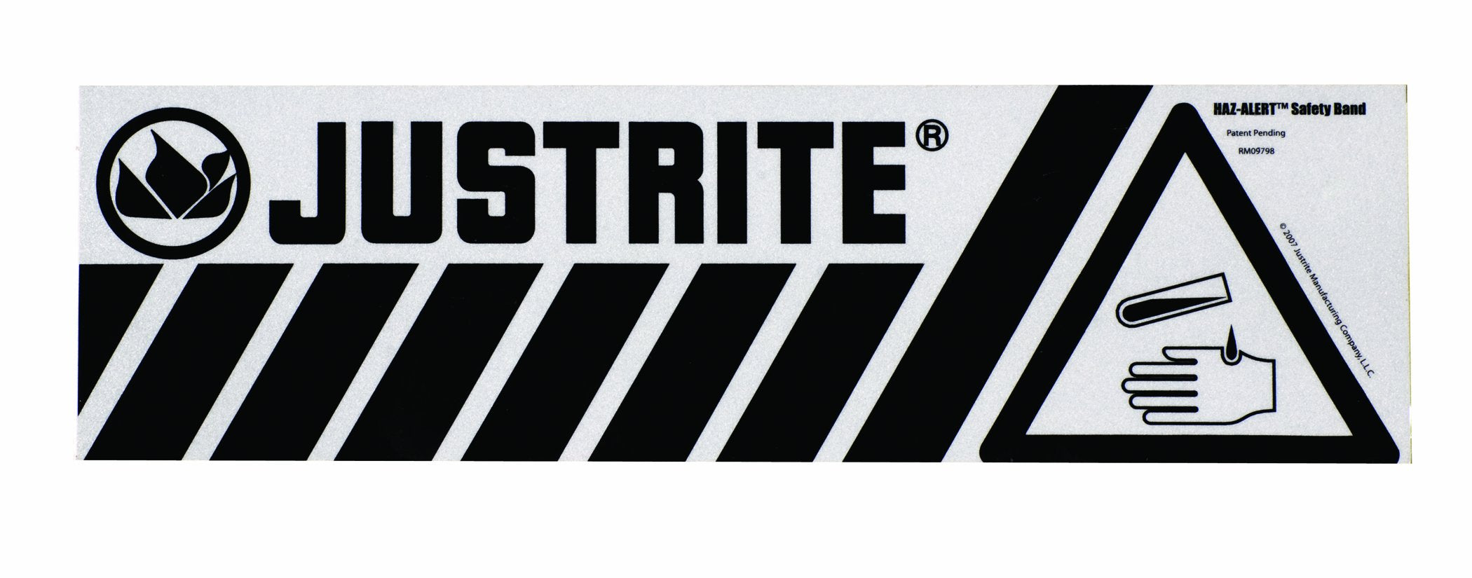Haz-Alert Justrite Acid Safety Band, 12" Width x 3-1/2" Height, Small