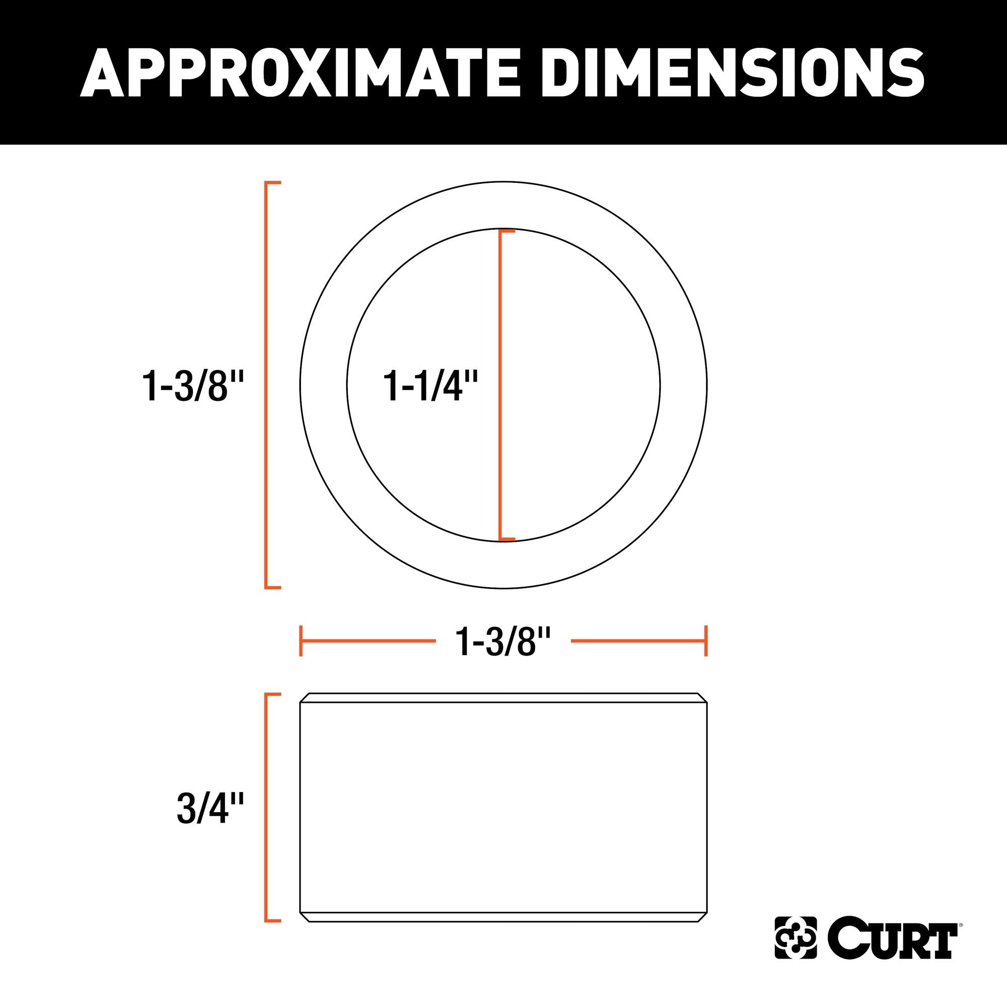 CURT Trailer Hitch Ball Hole Reducer Bushing 21300, Reduces 1-3/8-Inch Diameter to 1-1/4-Inch Stem