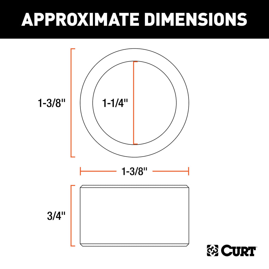 CURT Trailer Hitch Ball Hole Reducer Bushing 21300, Reduces 1-3/8-Inch Diameter to 1-1/4-Inch Stem