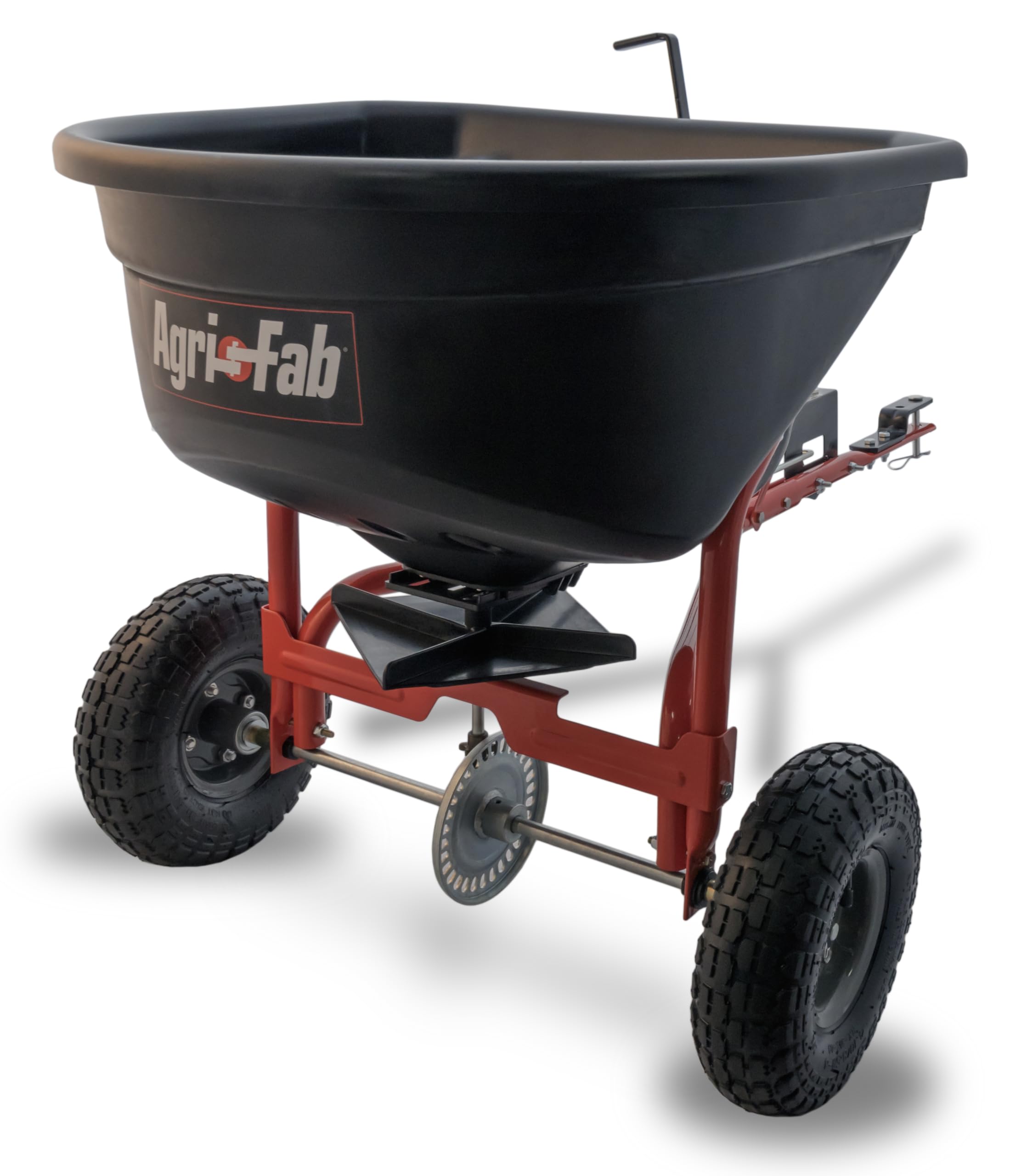 Tow-Behind Agri-Fab 45-0527 110 lb. Lawn & Garden Broadcast Spreader for Seed,Fertilizer,Salt,Ice Melt; Easy to use Flow Control from Seat of Riding Lawn Mower