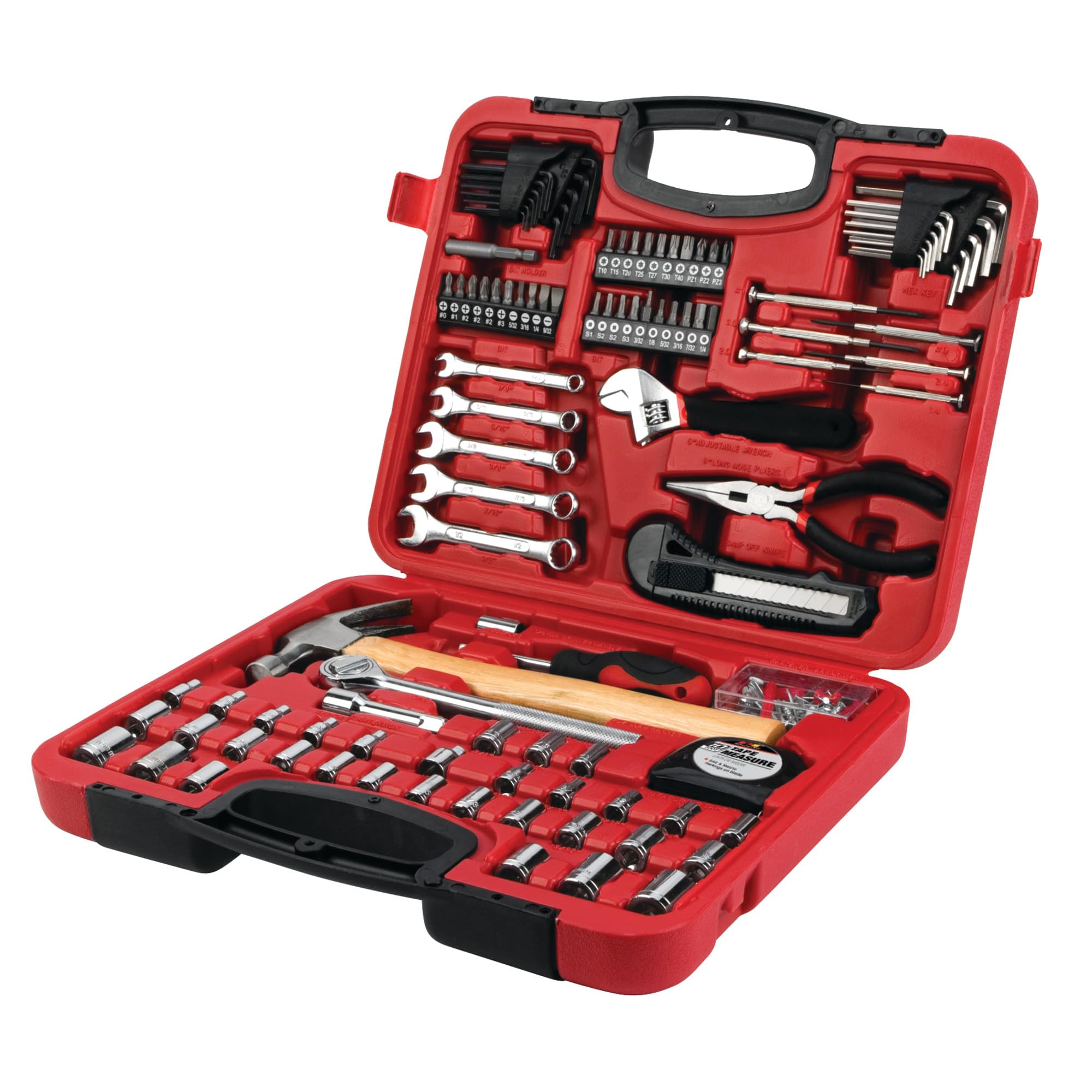 W1532 Performance Tool 107pc Home & Auto Tool Set, Hand Tools - Tool Sets, Red