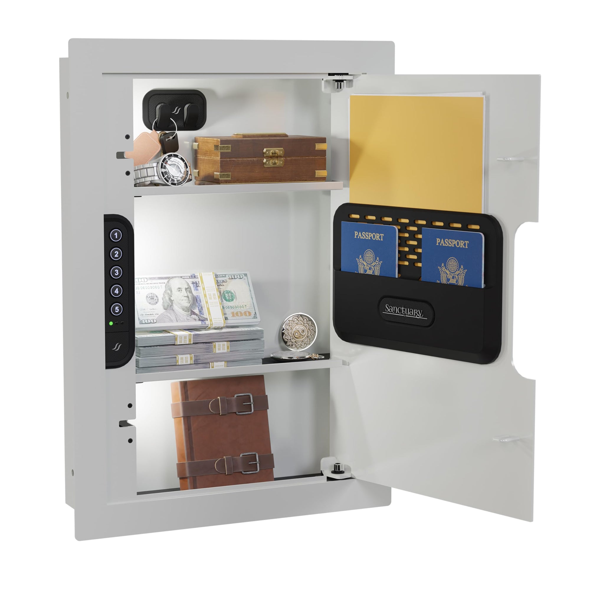 In-Wall Sanctuary Vault with Electronic Lock, Matte White