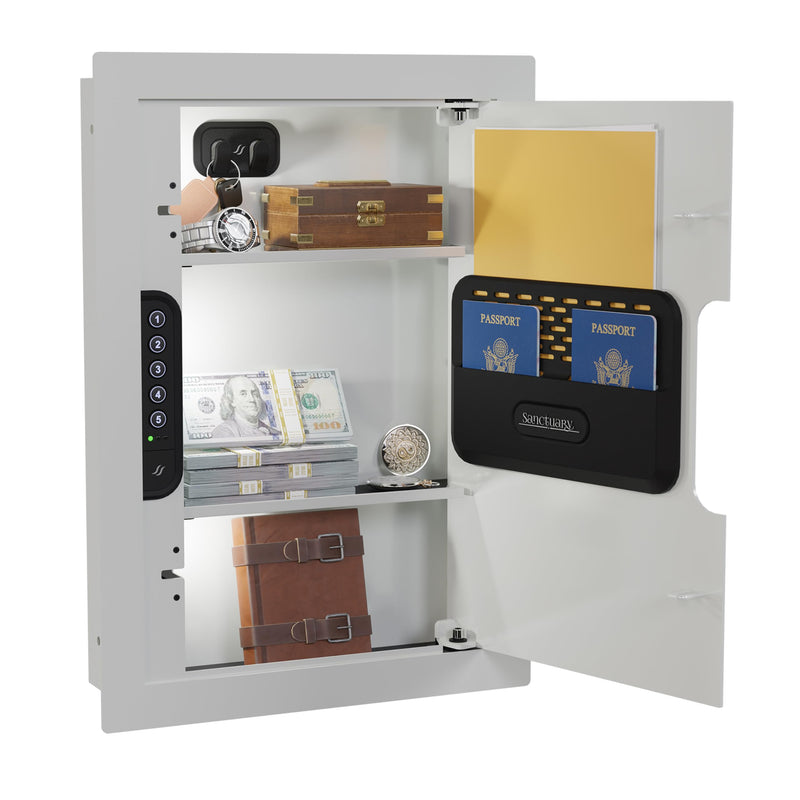 In-Wall Sanctuary Vault with Electronic Lock, Matte White