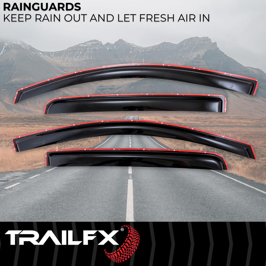 TrailFX Window Vents Smoked Rainguards Fits Chevrolet Colorado 2015-2022 Crew Cab in-Channel 4-Piece Low Profile Acrylic Rainguard Set TrailFX 4995IC