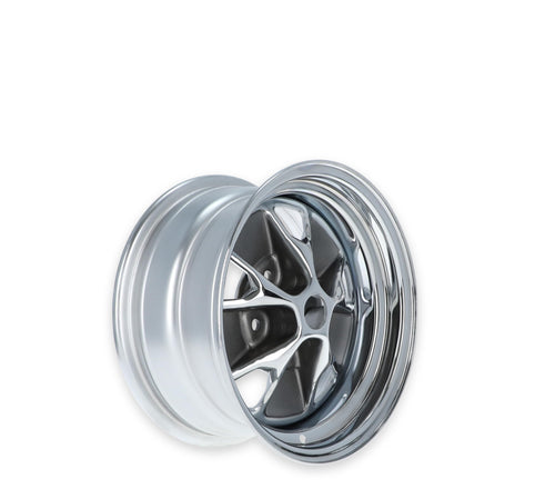 Styled Steel Series Scott Drake Wheels with Chrome Outer Hoop and Charcoal Insert 14X7 5-Bolt Pattern Wheels Compatible with 1965-1967 Ford Mustang, Model C5ZZ-1007-BR