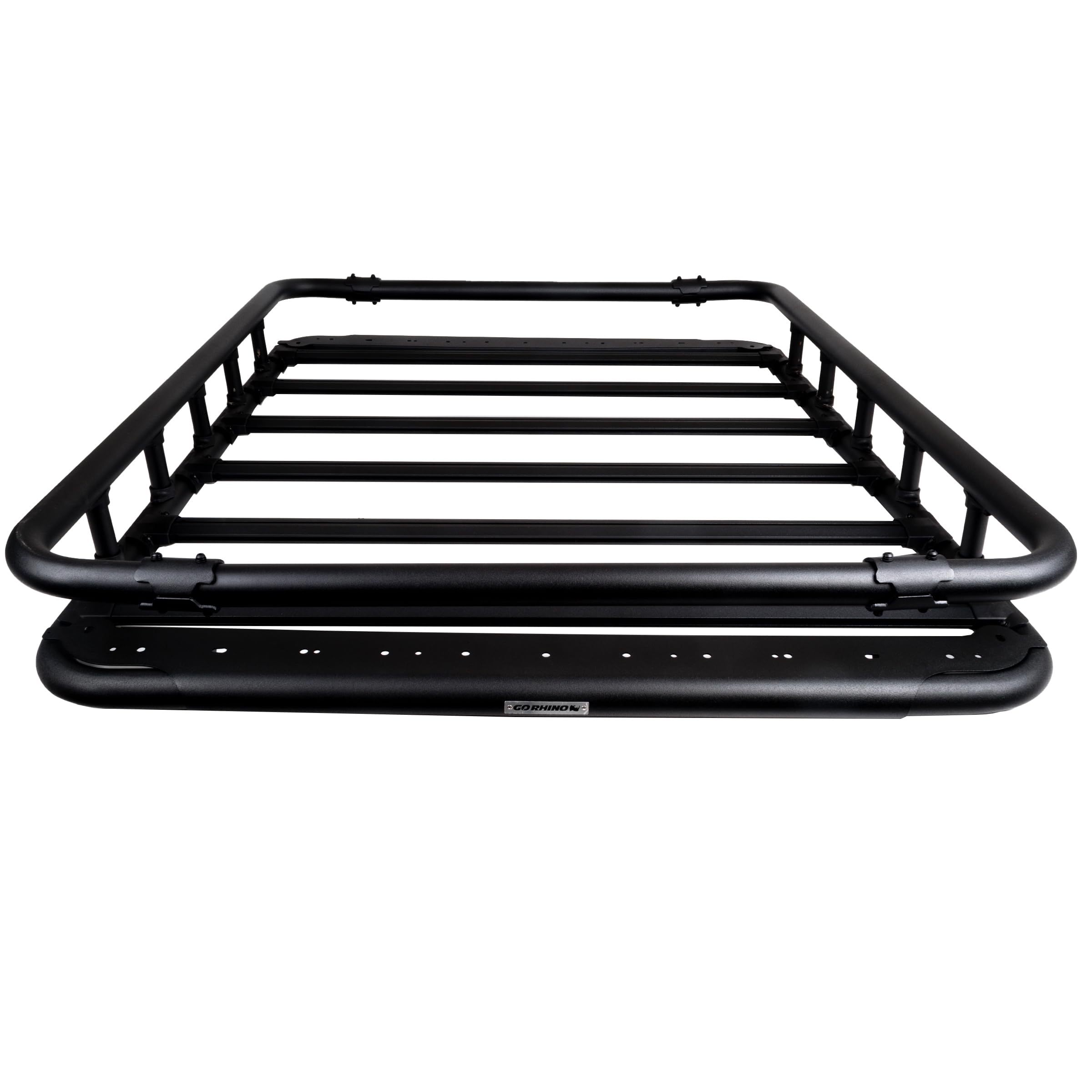 Go Rhino 500 SRM Flat Platform Roof Rack w/Quad-Rail & Clamps | Aluminum, Textured Black, L: 65" x W: 52" | 5935463T | Mounts to Most Cross Bars