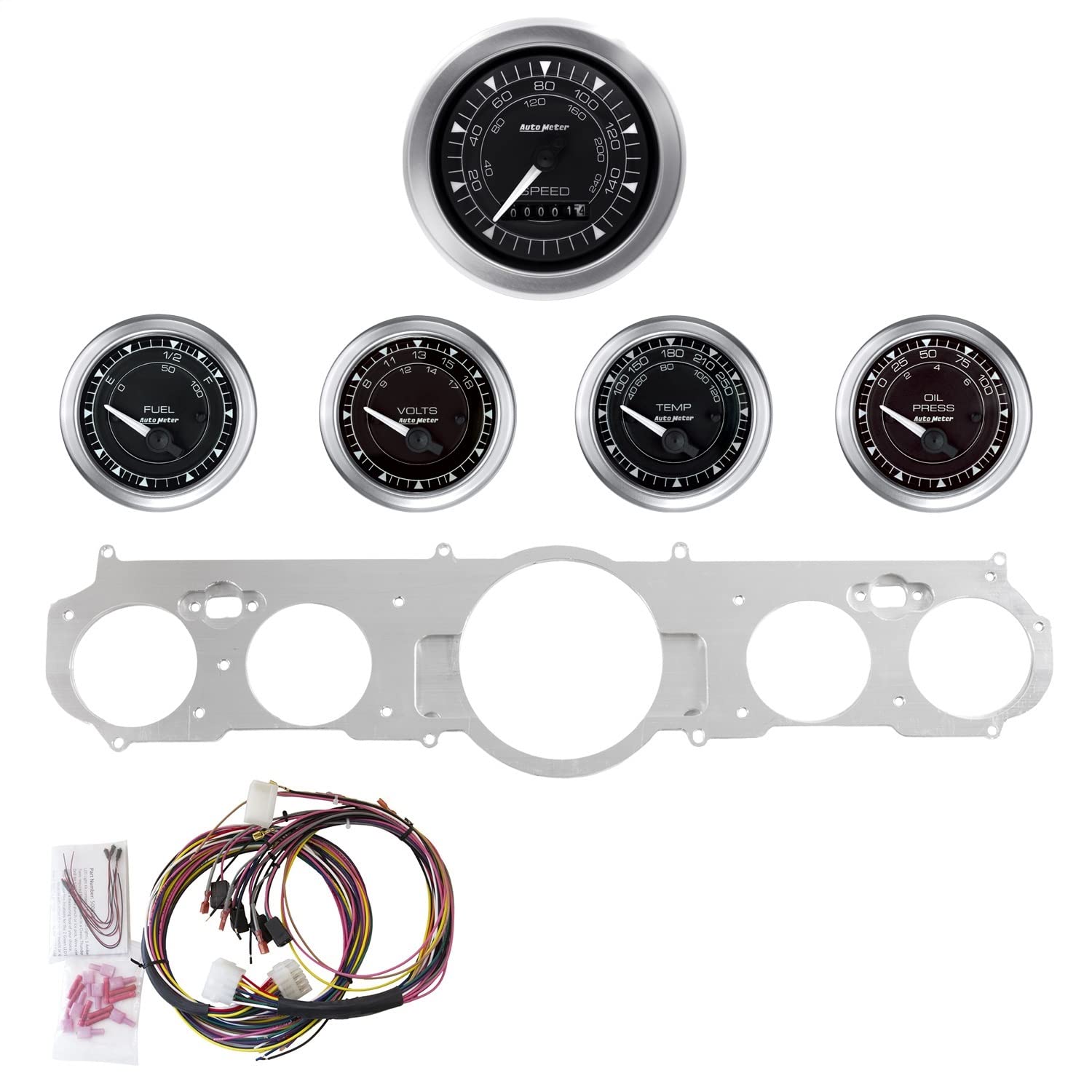 AutoMeter Dash Kit Direct Fit, Mustang 65-66, Mph/Fuel/Oilp/Wtmp/Bat, Chrono (7035-04)