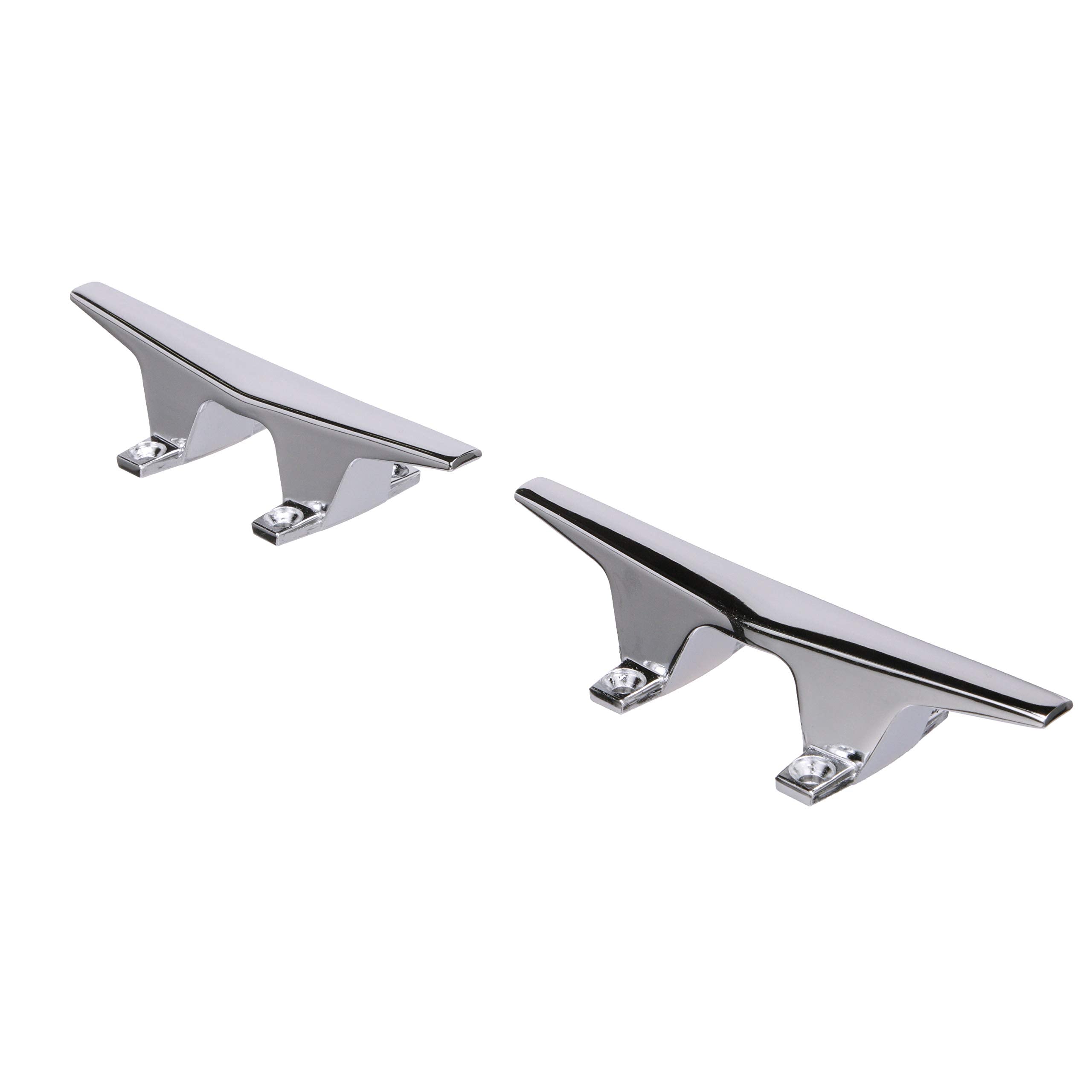 6245-6 Attwood Chrome-Plated Zinc Cleats, 6 Inches Long, 2 3/32 inches Wide, Install with 4 Included #10 Fasteners