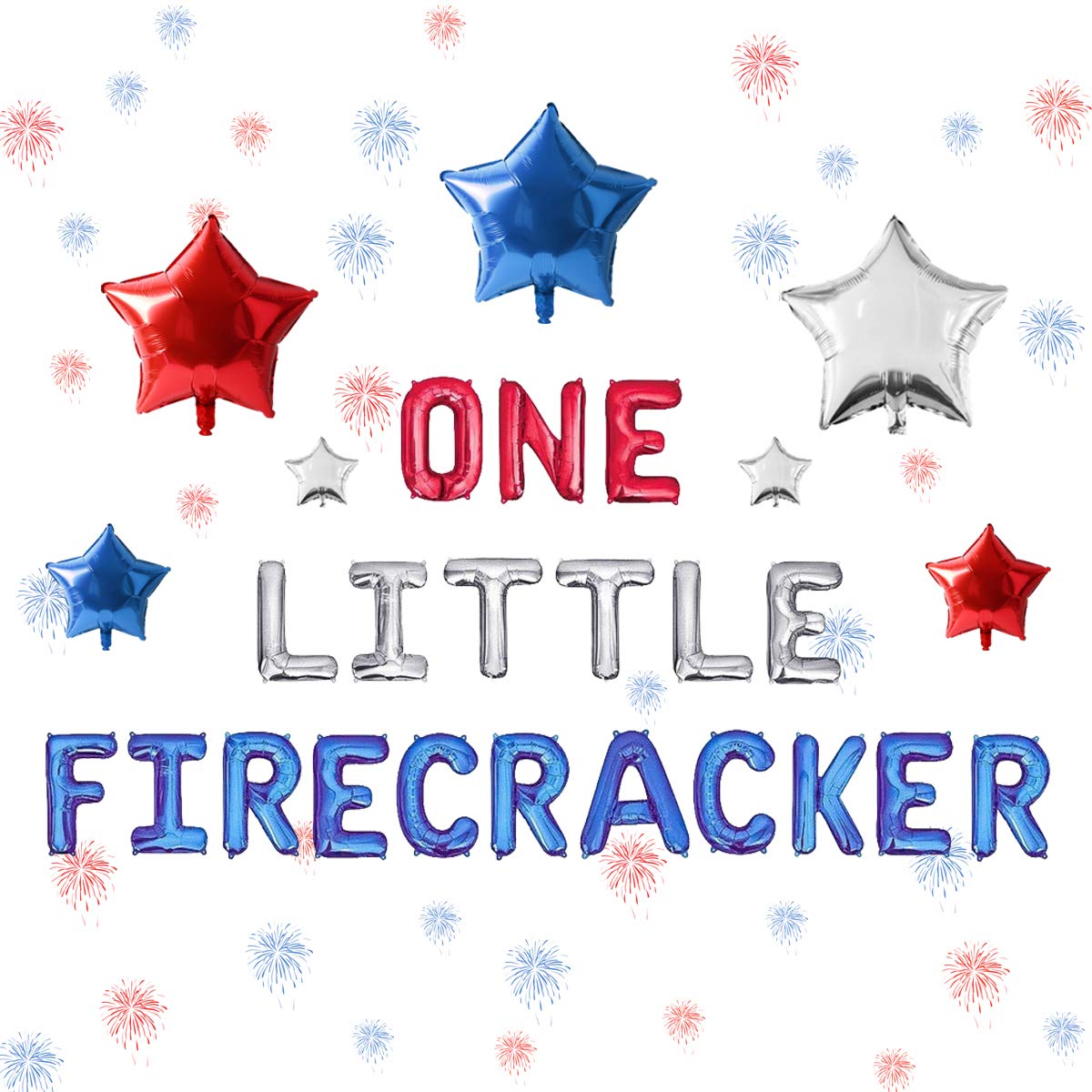 1st Birthday Decorations 4th of July Little Firecracker Balloons Banner for Independence Day Decorations