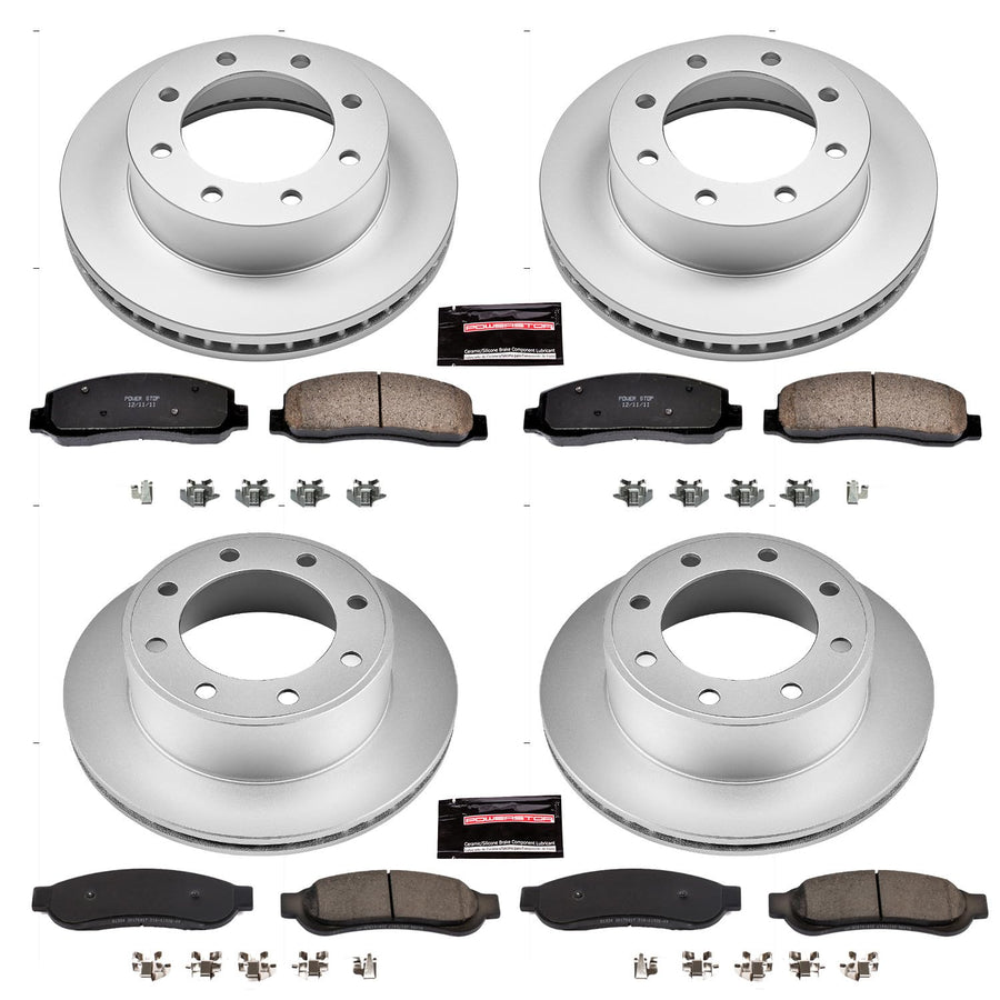 Power Stop CRK5575 Brake Rotor & Coated Ceramic Brake Pads- front & rear For Ford F-250 Super Duty 2010-2011, Ford F-350 Super Duty 2010-2011 [Model Specific]
