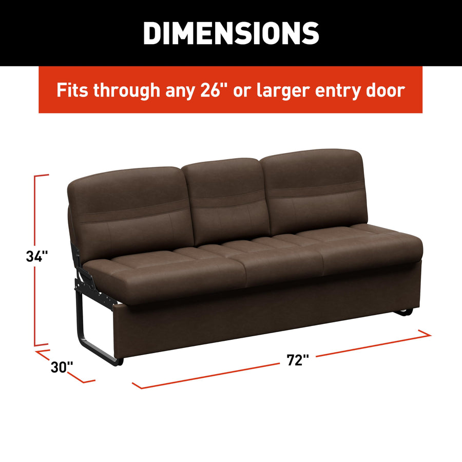 72" Thomas Payne Signature Satula RV Jackknife Sleeper Sofa with Matching Kickboard, Easy Transition, High-Density Foam Cushioning, Fold-Down Center, Dual Cupholders - 2024044412