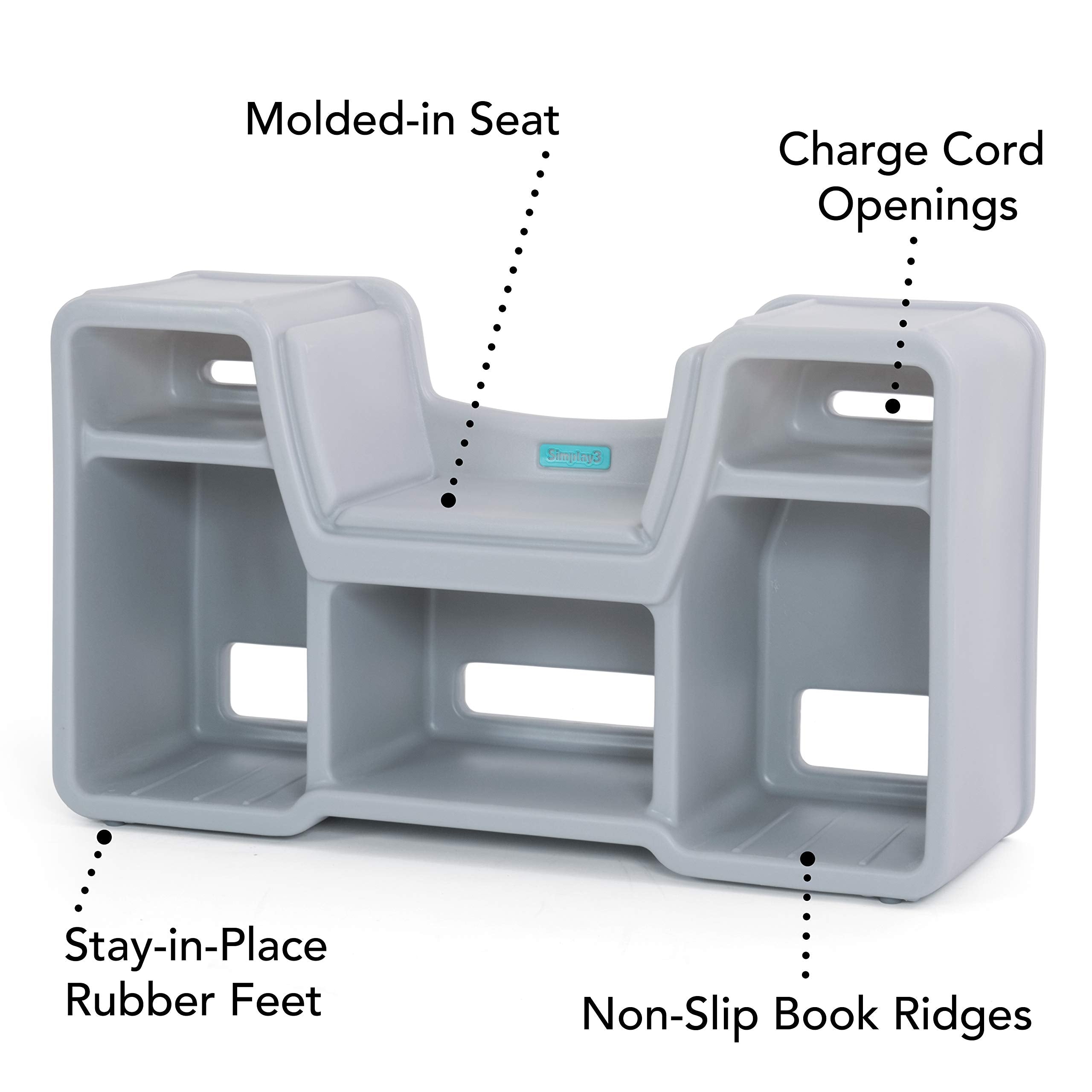 Cozy Cubby Book Nook Simplay3, Kids Bookshelf and Storage with Built-in Reading Seat, Fully Assembled, Made in USA