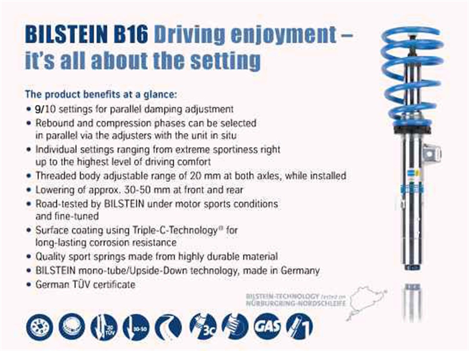 Bilstein B4 2016 OE Replacement Mercedes Benz GLC300 w/o Electronic Suspension Shock Absorber (19-263007)