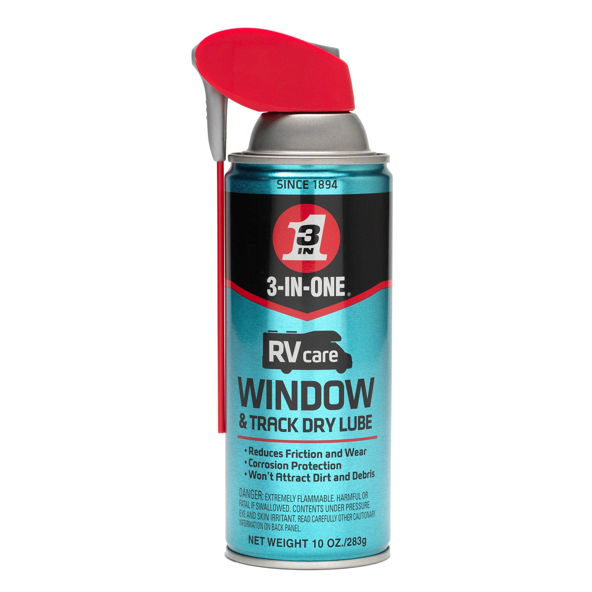 3-IN-ONE Window & Track RVcare Dry Lube with SMART STRAW SPRAYS 2 WAYS, 10 OZ