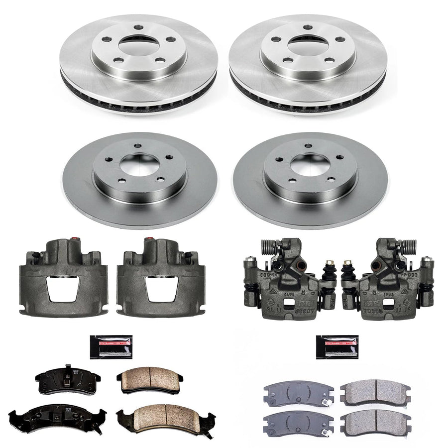 Power Stop KCOE2760 Autospeciality Brake Caliper Kit- Front & Rear Brake Rotors, Ceramic Brake Pads