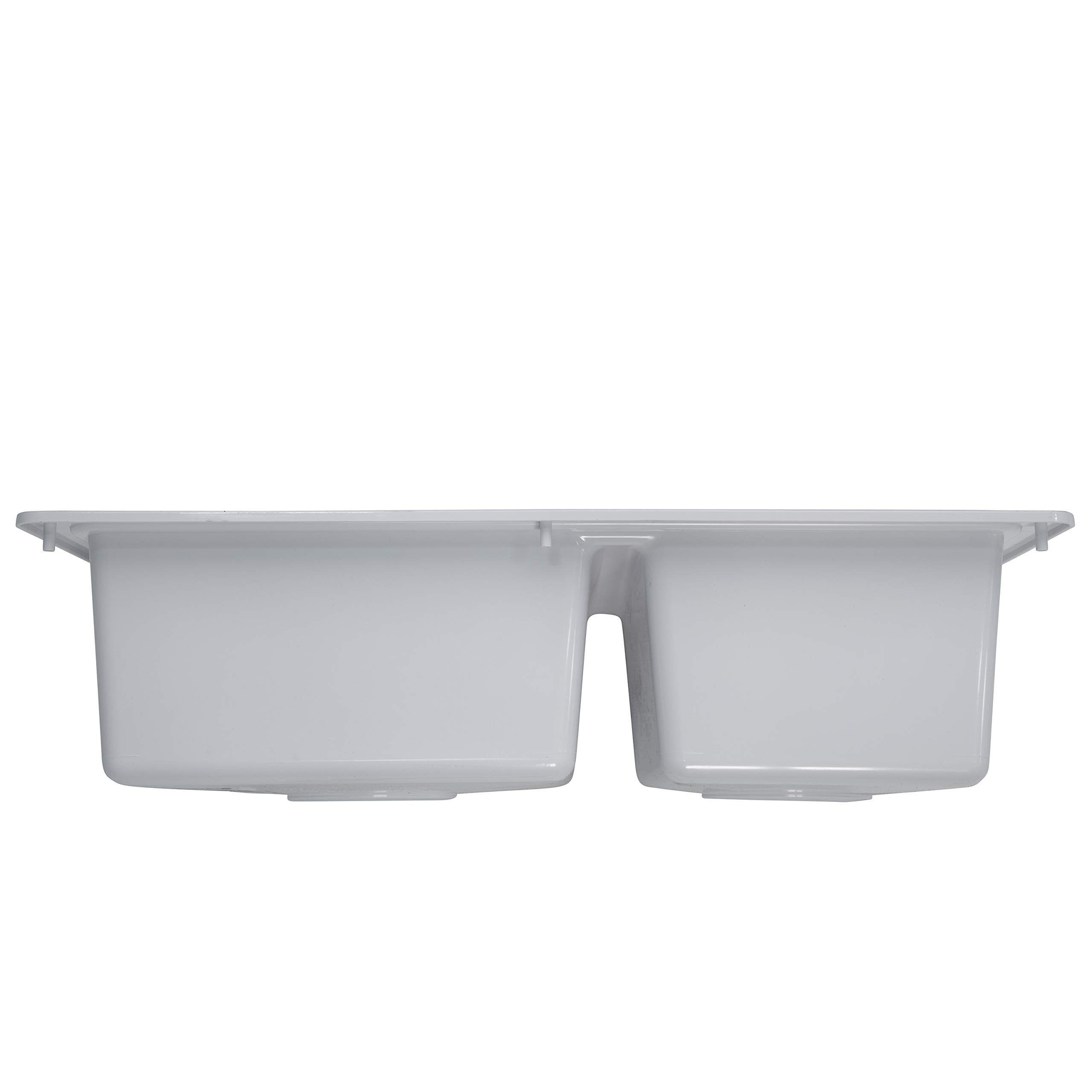 Lippert Double Kitchen Galley Sink RV - 25" x 17" x 6.6" - White — Durable, Space-Saving Sink for RVs and Manufactured Homes - Scratch-Resistant ABS Acrylic - Lightweight and Easy to Install — 809030