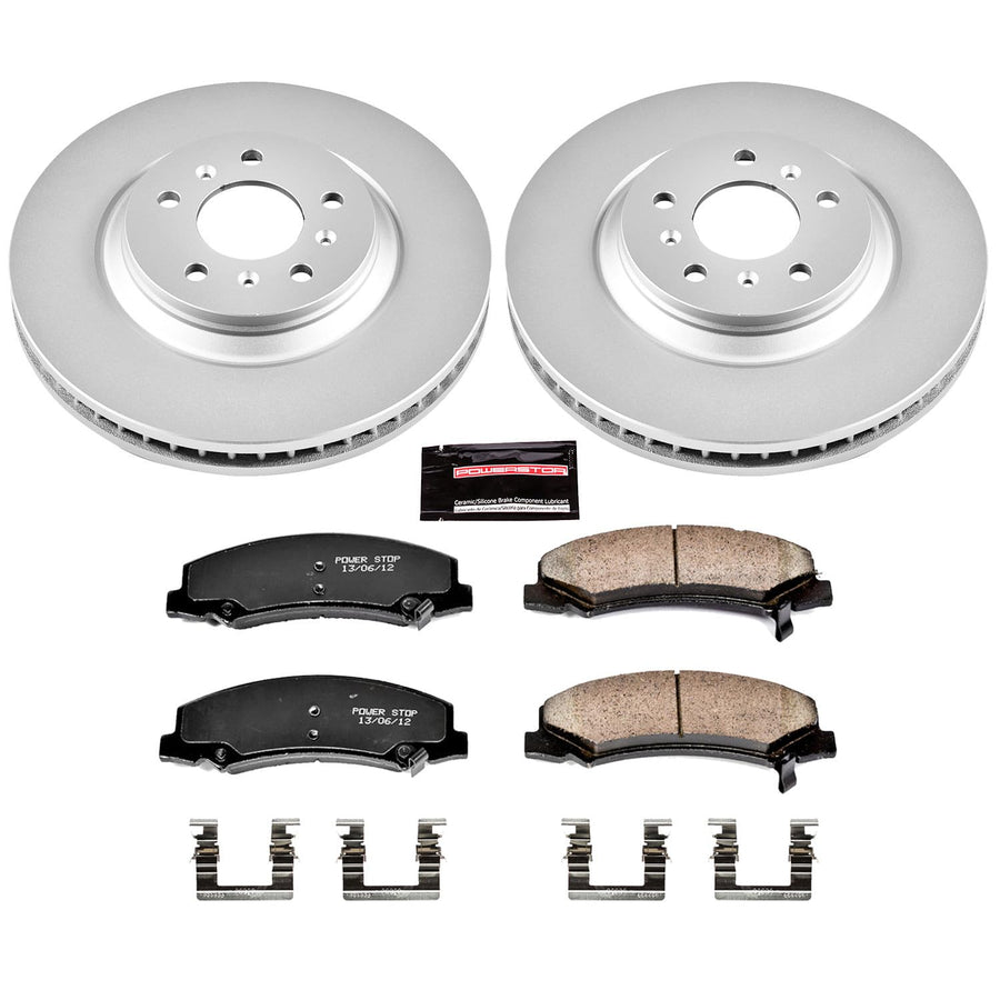 Power Stop CRK4654 Brake Rotor Coated & Ceramic Brake Pads- front For Buick Allure, Buick LaCrosse, Buick Lucerne, Cadillac DTS, Chevrolet Impala, Chevrolet Impala Limited [Model Specific]