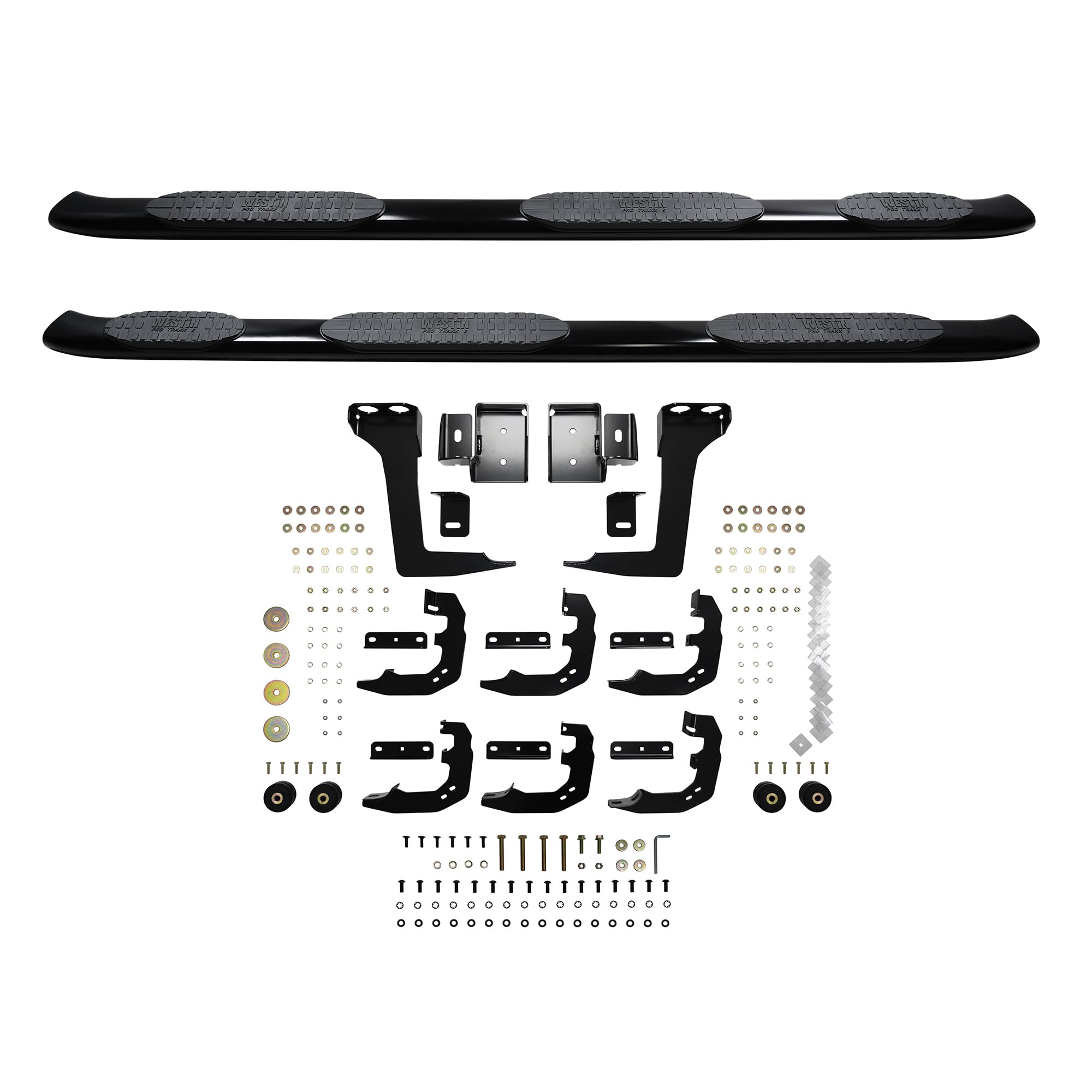 Westin PRO TRAXX 5 Oval Wheel to Wheel Nerf Bars fits 2019-2025 Ram 1500 Crew Cab 5'7" Bed (Exc 1500 Classic) Black Pair