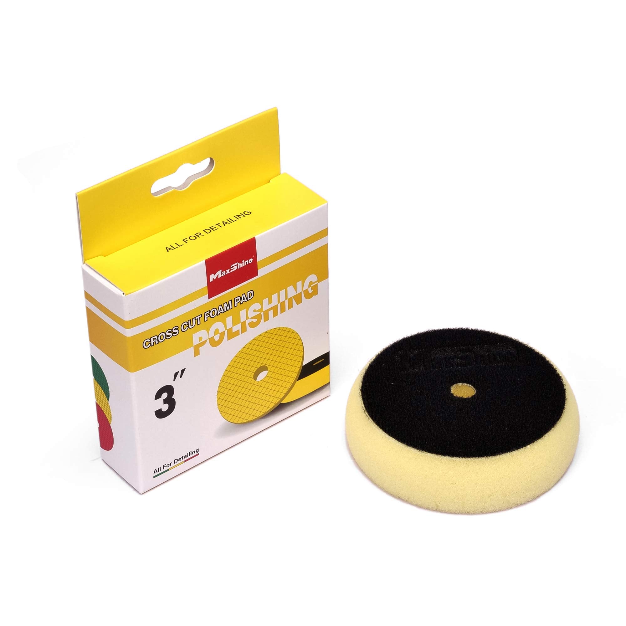 Maxshine 3" Cross Cut Universal Polishing Foam Pad – Hook & Loop – Compatible with DA & Rotary Polishers – Cross Cut Design for Heat Control & Efficient Compound Application