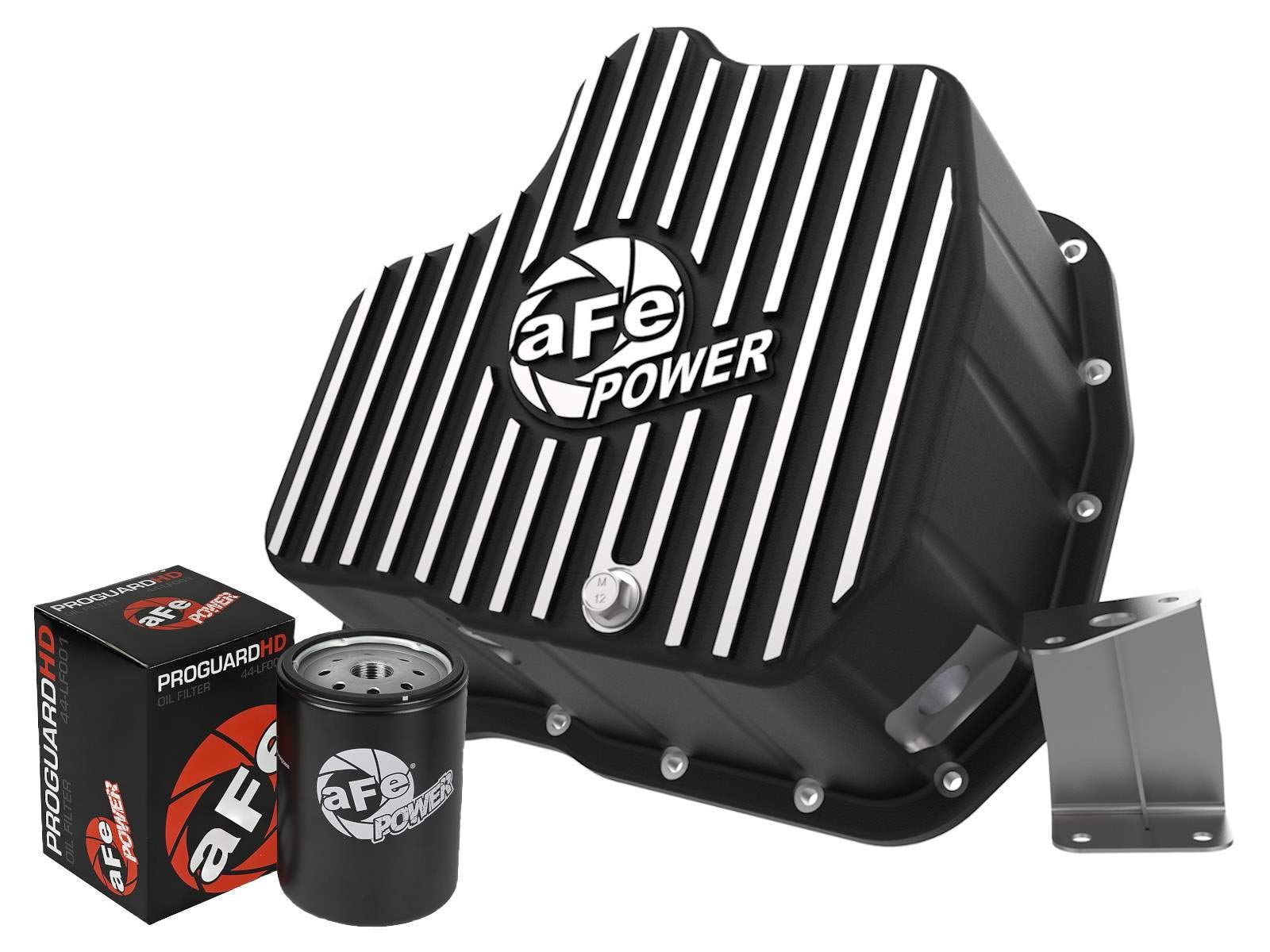 aFe Power Black Finish Engine Oil Pan, Machined Fins