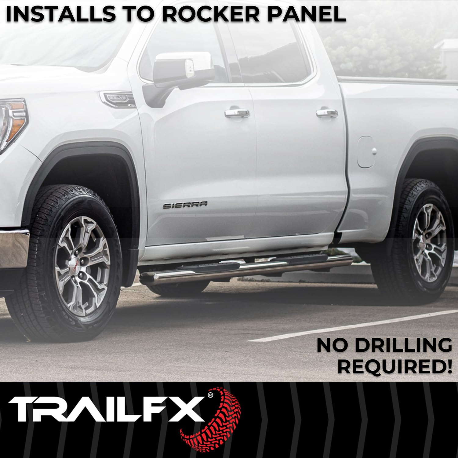 Toyota Tundra TrailFX Double Cab 2007–2021 5-Inch Oval Straight Side Bars Polished Stainless Steel with Step Pads Rocker Panel Mount Set of 2 Truck Running Boards A7010S