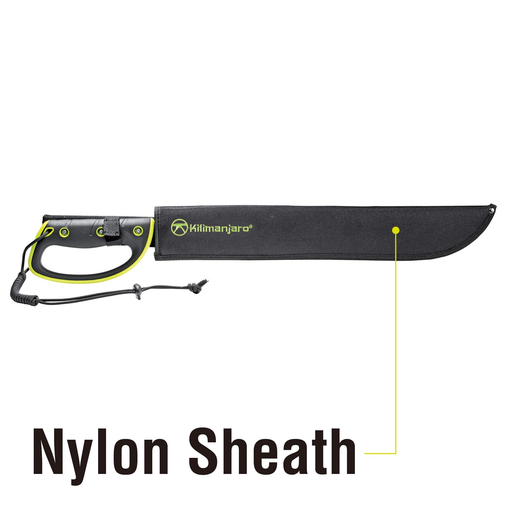 Kilimanjaro 24 Inch Serrated Machete Knife, Drop Point Tip to Saw Cut Branches, Clearing Brush, Gardening, Hiking, Outdoors Black Finish 910039