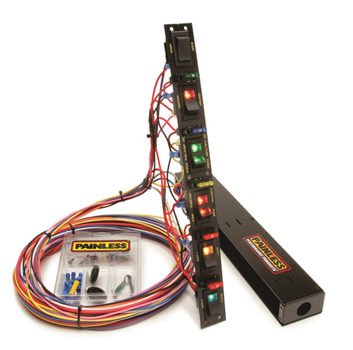 Dragster Painless Performance 50506 Vertical Fused 6-Switch Panel, Lighted Rockers