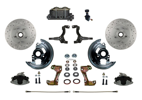 Manual LEED BRAKES Front Disc Brake Conversion Kit Cross Drilled And Slotted With Cast Iron M/C Adjustable Proportioning Valve