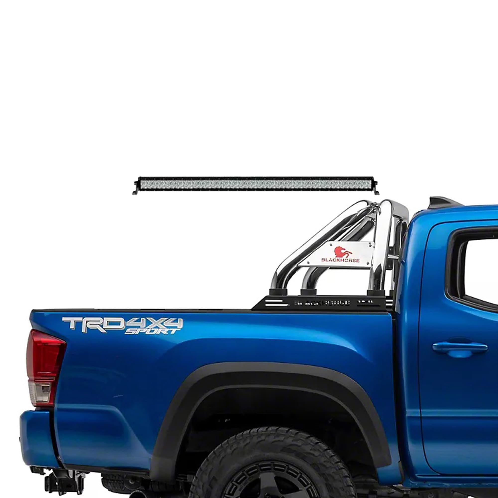Classic Black Horse Roll Bar Stainless Steel Includes 1 40in LED Light Bar Compatible with 2005-2024 Toyota Tacoma-RB006SS-KIT