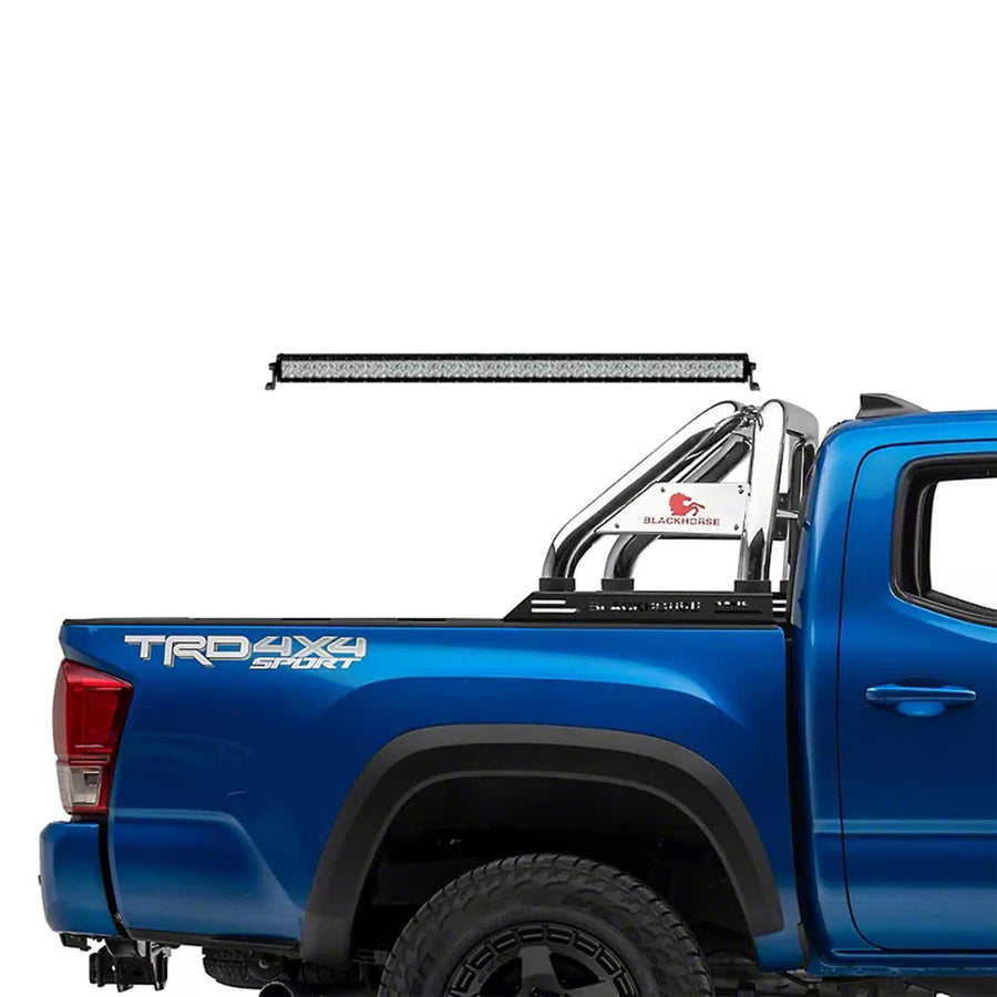 Classic Black Horse Roll Bar Stainless Steel Includes 1 40in LED Light Bar Compatible with 2005-2024 Toyota Tacoma-RB006SS-KIT