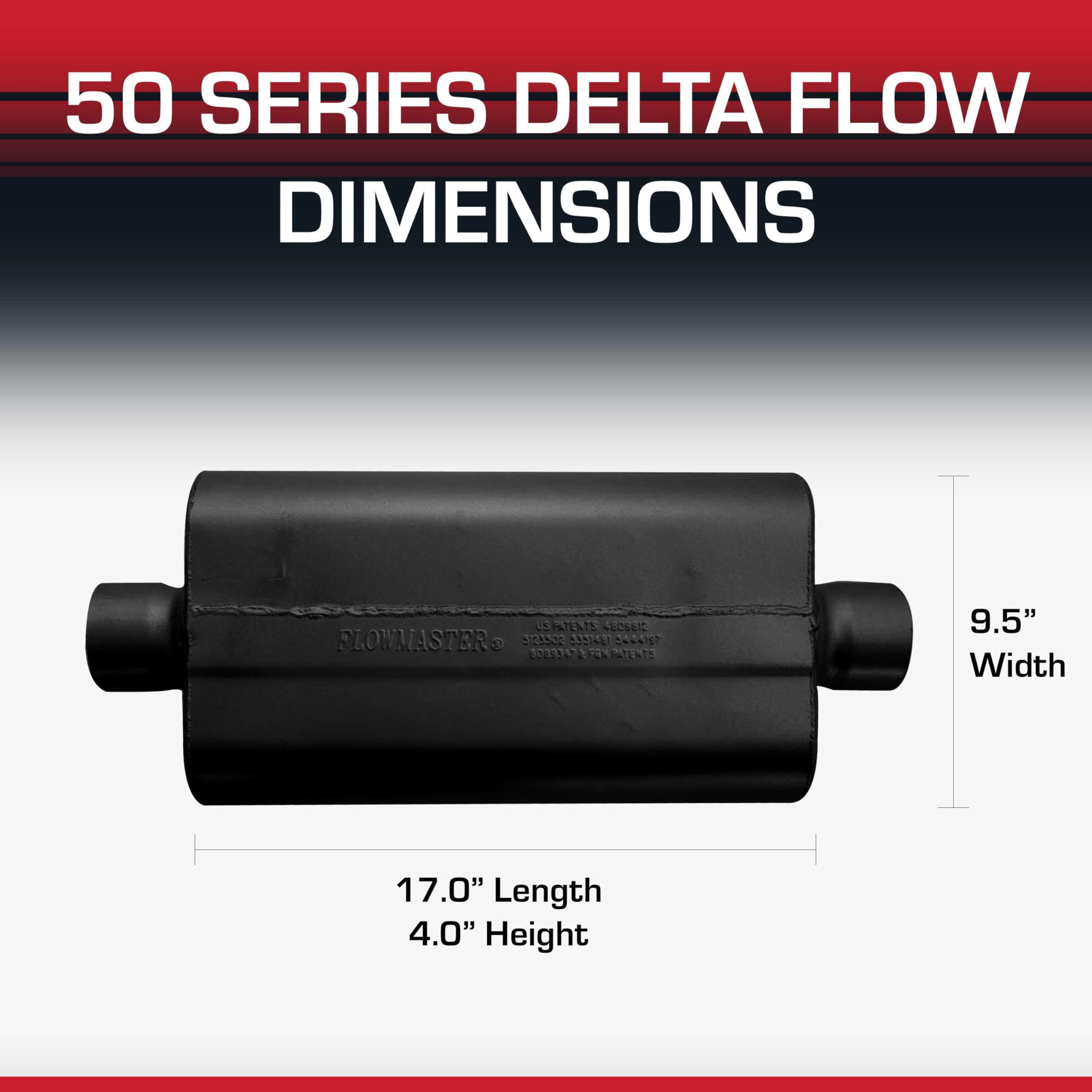 50 Series Flowmaster Delta Flow® Chambered Muffler – 3.00” - Center In/Center Out – Moderate Sound – 16-Gauge Aluminized Steel – Perfect for Performance Vehicles & daily-driven Passenger Cars, 43050