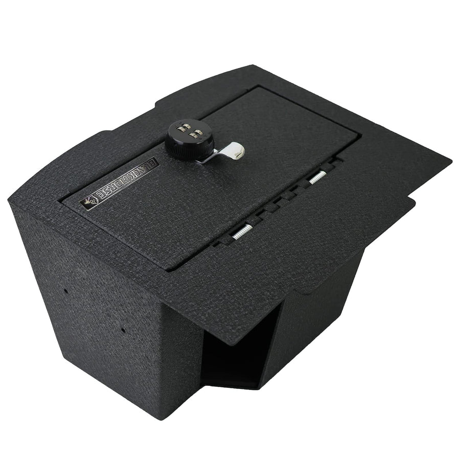 Black Horse Security Lock Box Center Console Safe, Black Gun Box Organizer, with 4 Digit Combination Resettable Lock Compatible with 19-25 Ram 1500,2500, 3500 (Excl. Classic and TRX Models)-ASDR02
