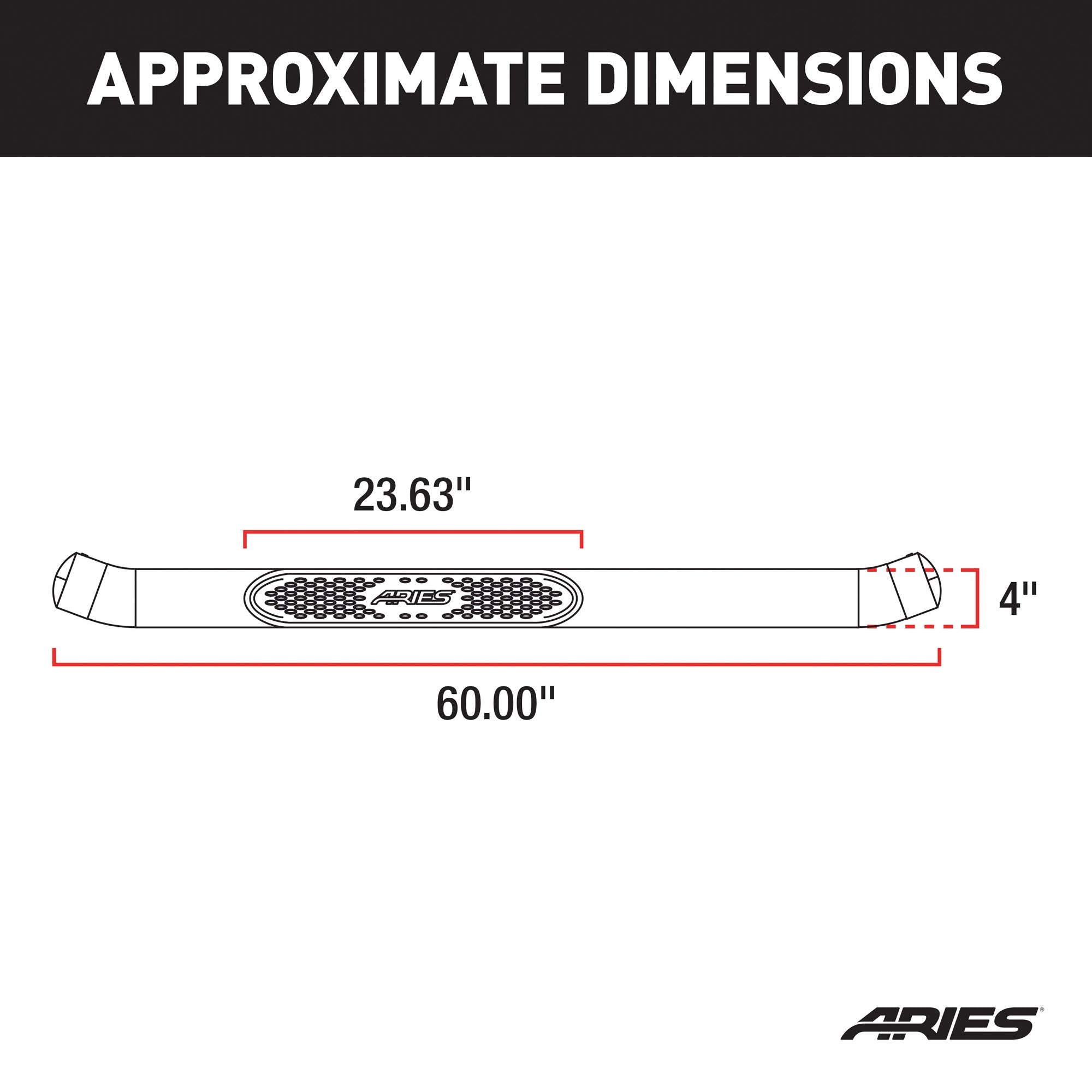 4-Inch ARIES Black Steel Oval Nerf Bars, Select Dodge, Ram 1500, 2500, 3500