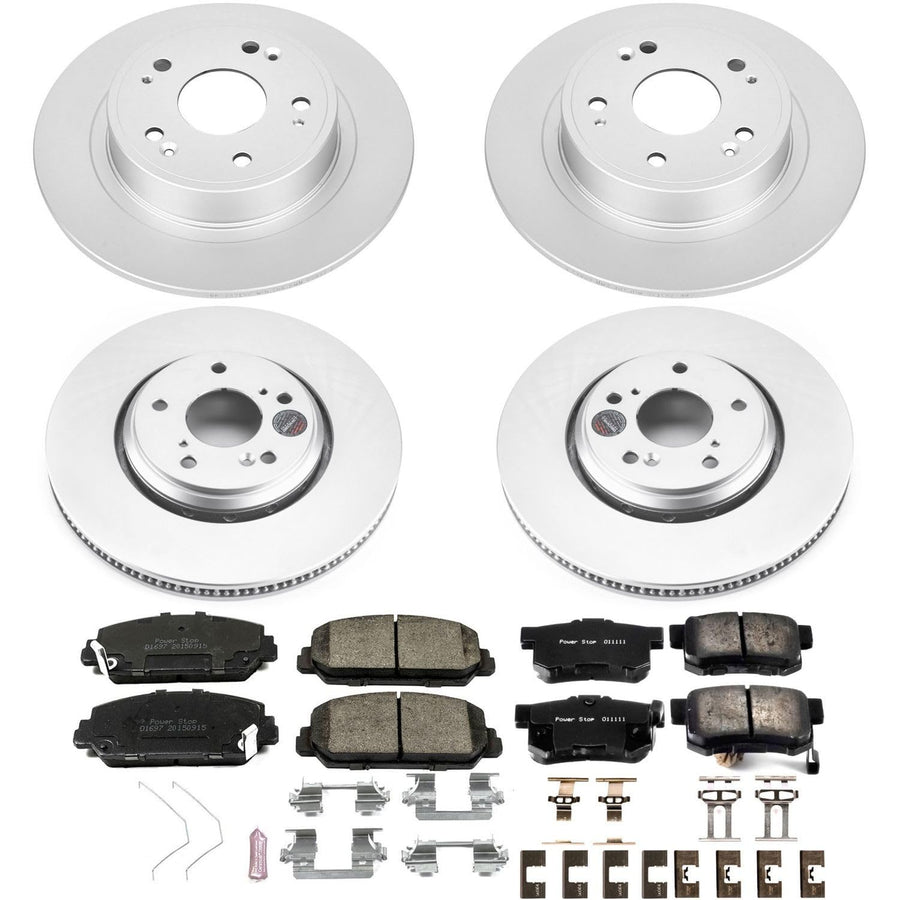 Power Stop CRK7529 Brake Kit Front & Rear Coated Rotor - Coated Brake Rotors and Z17 Ceramic Brake Pads For Acura ILX 2017-2022 [Model Specific]