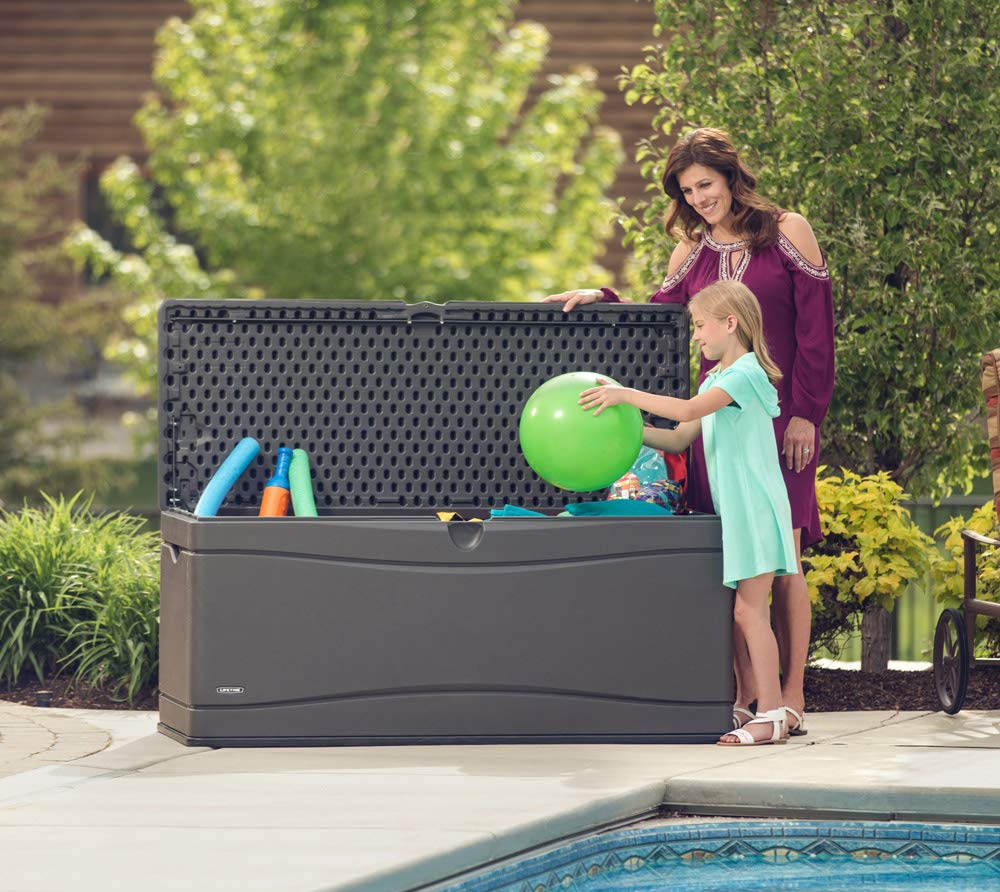 Heavy Duty LIFETIME 60298 Outdoor Storage Deck Box, 130 Gallon, Gray