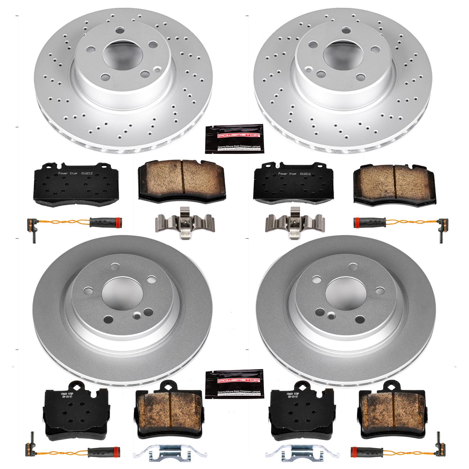 Power Stop CRK2851 Z23 Evolution Geomet Coated Brake Kit Front and Rear For Mercedes-Benz S500 2002-2003 [Model Specific]