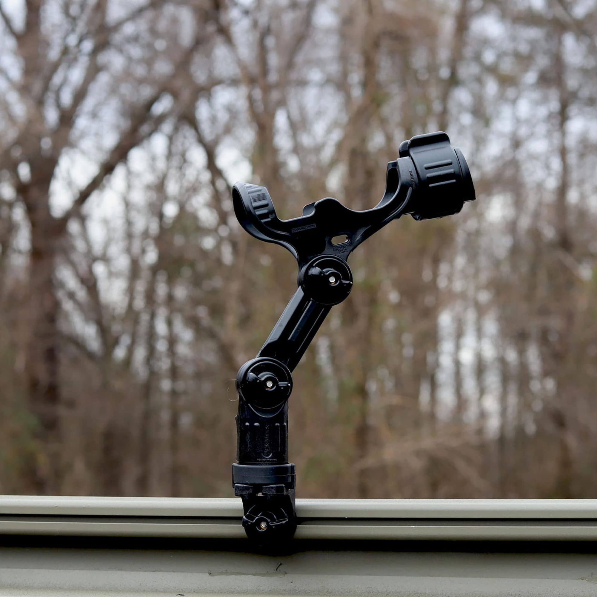 YakAttack Rod Holder Omega Pro | Track Mount Fishing for Kayak & Boat | Secure & Adjustable LockNLoad System | Compatible with Spinning, Casting, Fly Reels | Kayak Track Mount Accessories