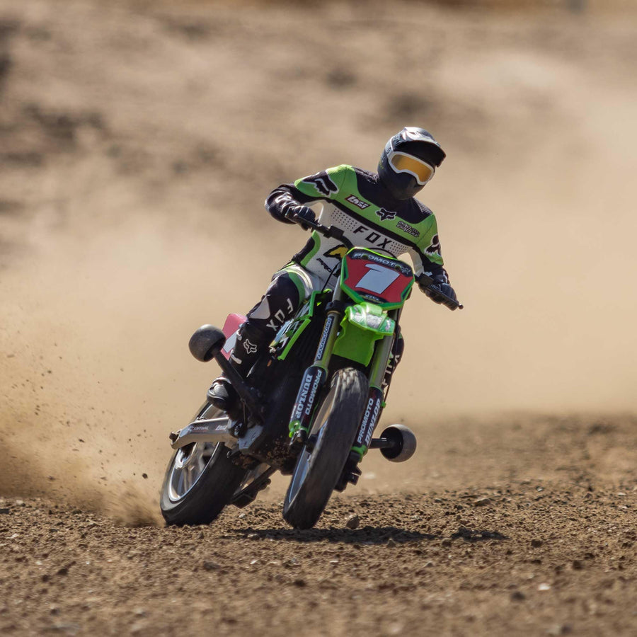 Losi Promoto-MX RC Motorcycle 1/4 Ready-to-Run Combo Includes Battery and Charger Pro Circuit LOS06002 Green