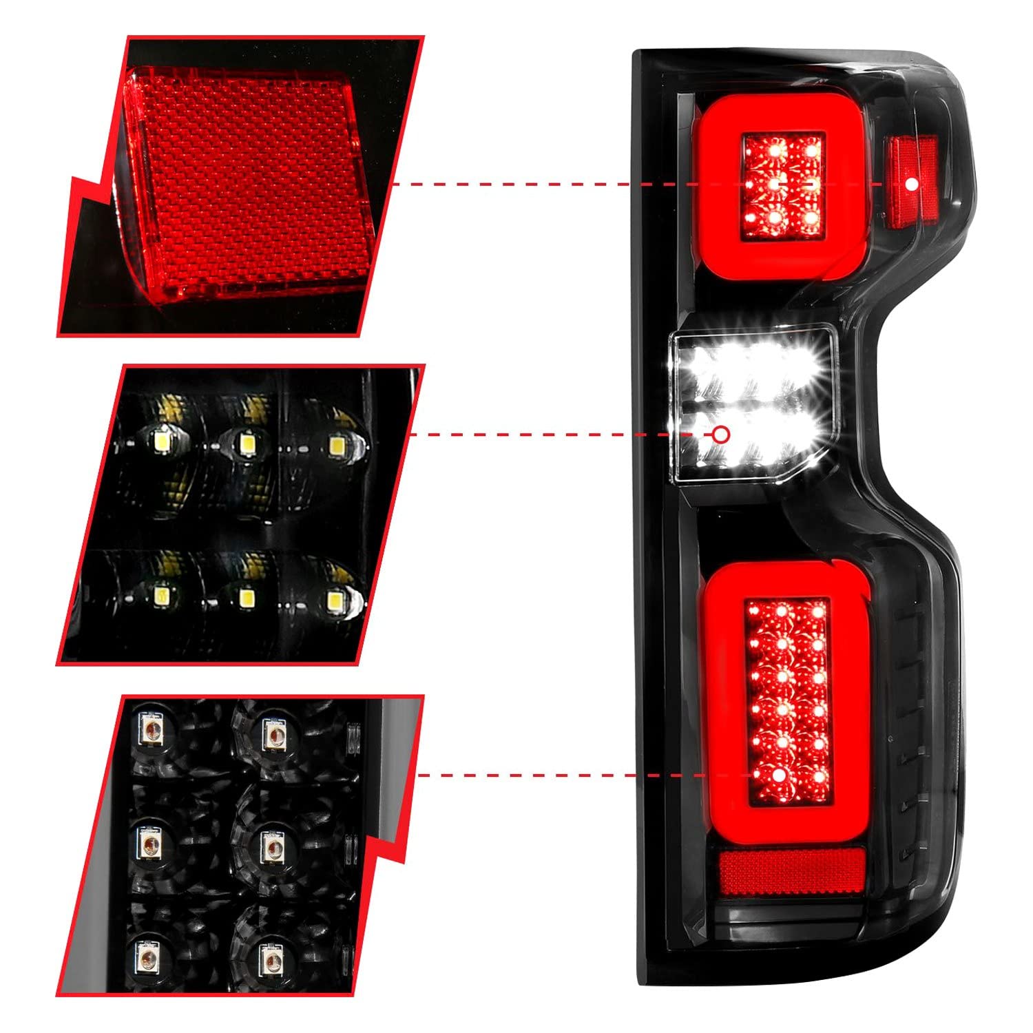 19-21 Chevy Silverado Anzo USA Work Truck Full LED Tailights Black Housing Clear Lens G2 (w/C Light Bars) (311417)