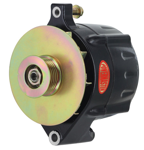Black Powermaster 8-57140-347 Alternator (Upgrade 150A Smooth Look 6 Groove Pulley, Baffle & Cone 1 Wire)
