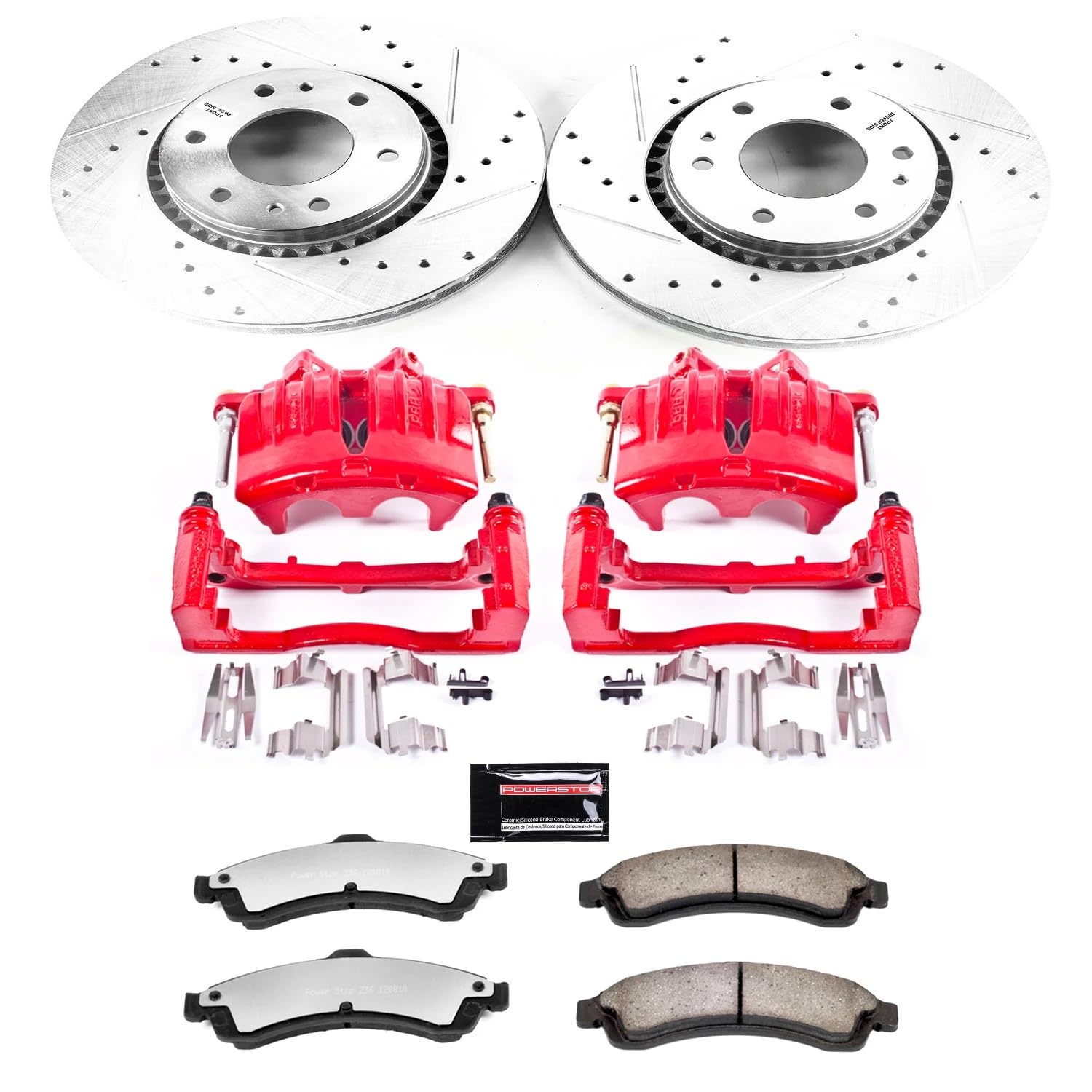 Power Stop Z36 Truck & Tow KC2061A-36 Front Caliper Brake Kit- Brake Rotors, Ceramic Brake Pads and Brake Calipers For Saab 9-7x 2005 [Model Specific]