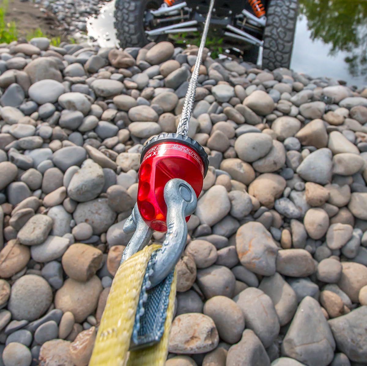 Factor 55 Prolink XTV 00110-03 Shackle D Ring for use with Steel Cables Synthetic Ropes up to 5/16 in Max Load Rating 6000 lb Ultimate Failure 22,000 lb. Ideal for 4x4 Off Road Trips - Yellow