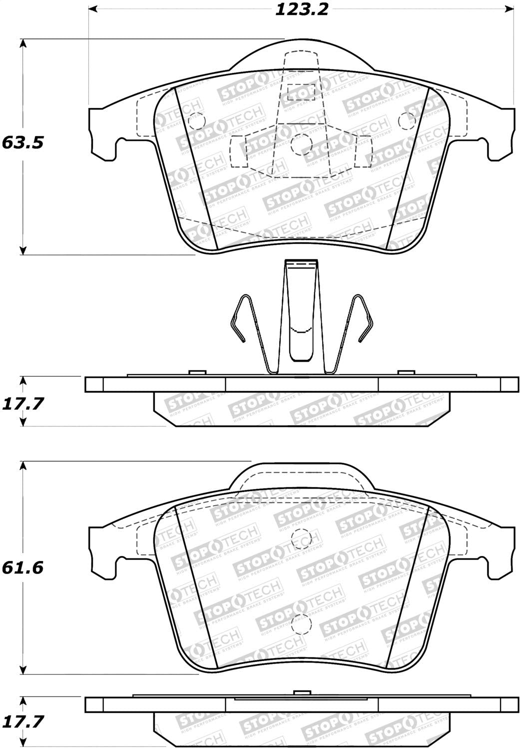 Rear StopTech 308.09800 Brake Pads with Shims
