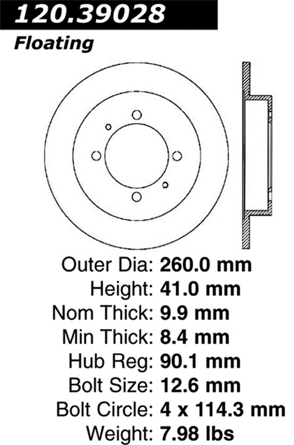StopTech Centric 127.39028L Sport Drilled/Slotted Brake Rotor (Rear Left), 1 Pack