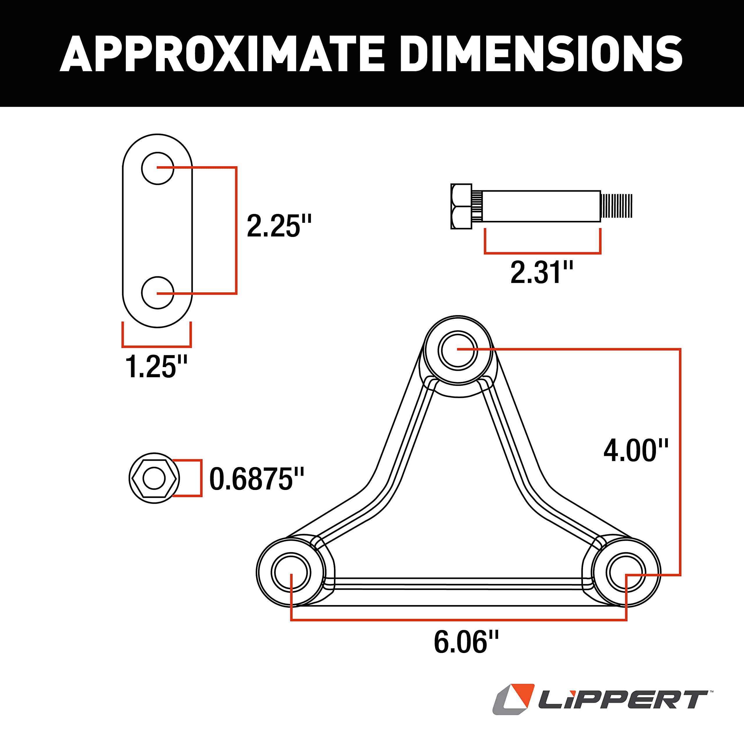 Suspension Kit Lippert Trailer Axle Attaching Parts for 2,000-7,000-lb. Double-Eye Tandem Axles - Tall Equalizer, Standard Bolts - 121098