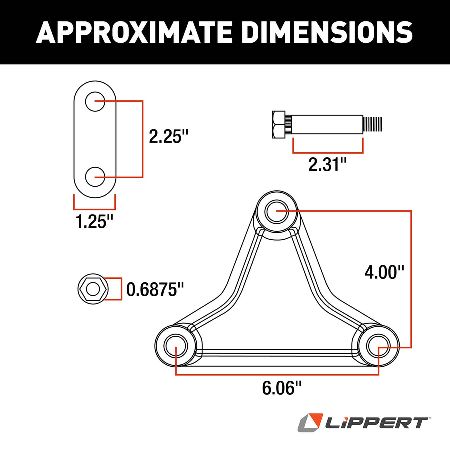 Suspension Kit Lippert Trailer Axle Attaching Parts for 2,000-7,000-lb. Double-Eye Tandem Axles - Tall Equalizer, Standard Bolts - 121098