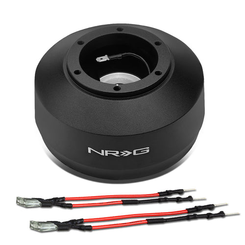 NRG Innovations Short Hub Steering Wheel, Aluminum Steering Shaft, 6x70mm Bolt Pattern Quick Release Adapter Unit, Compatible With 97-03 Ford F150/ F250/ F350; 04-08 F250/ F350, Black, NRG-SRK-162H