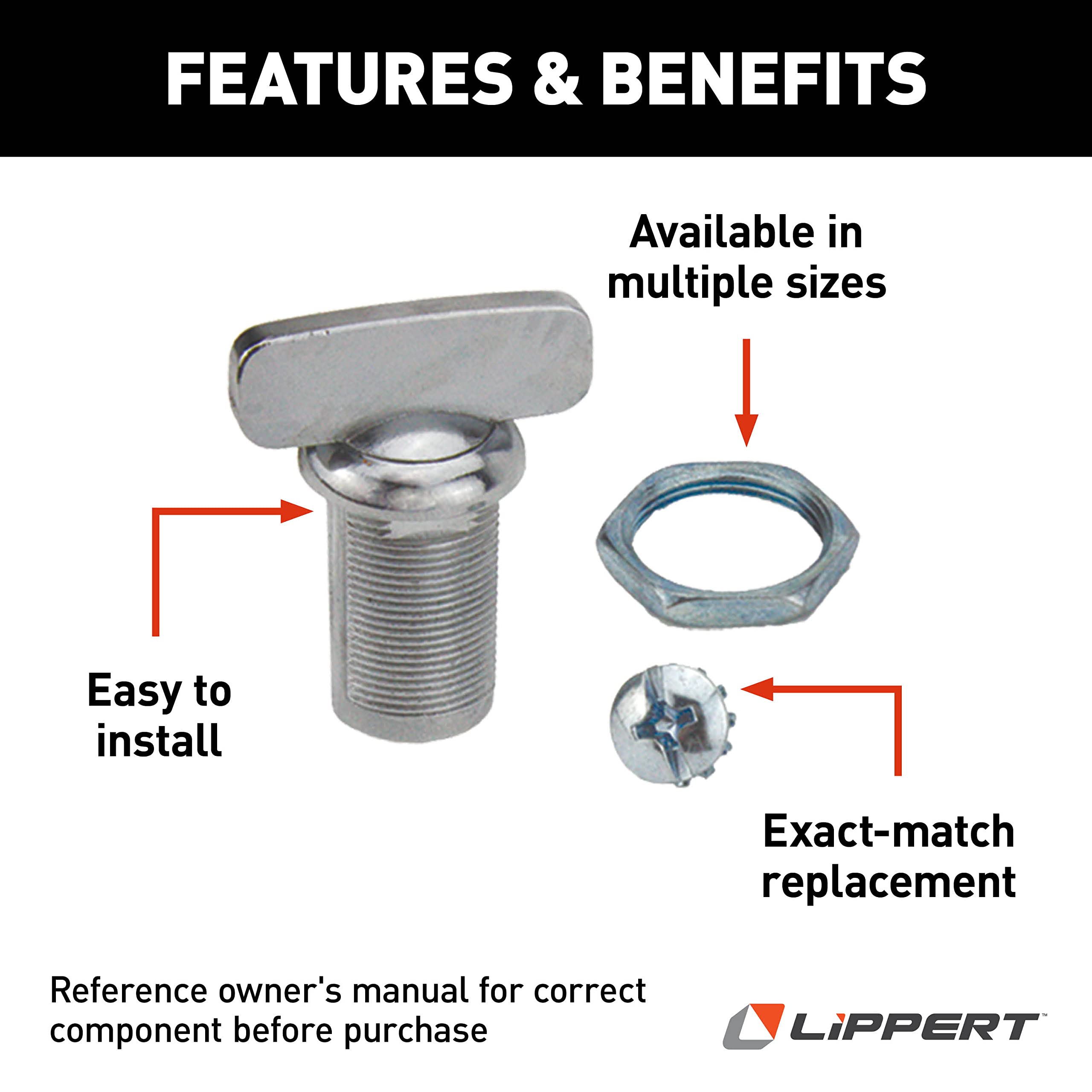 213108 Lippert Components RV Baggage Door Thumb Turn Latch 1-1/8" Chrome