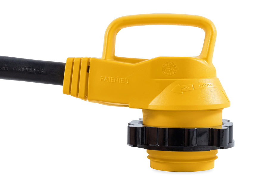Camco 55522 30 AMP Standard Male 18" / 30 AMP 90 Degree Locking Female PowerGrip Adapter